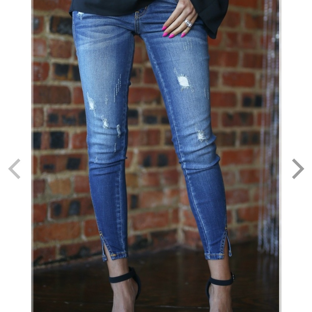 Nwt Distressed Skinny Ankle Jeans Split Ankle - Picture 4 of 8
